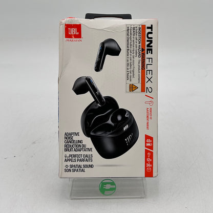 New JBL Tune Flex 2 Noise Cancelling Wireless Earbuds Black JBLTFLEX2BLKAM