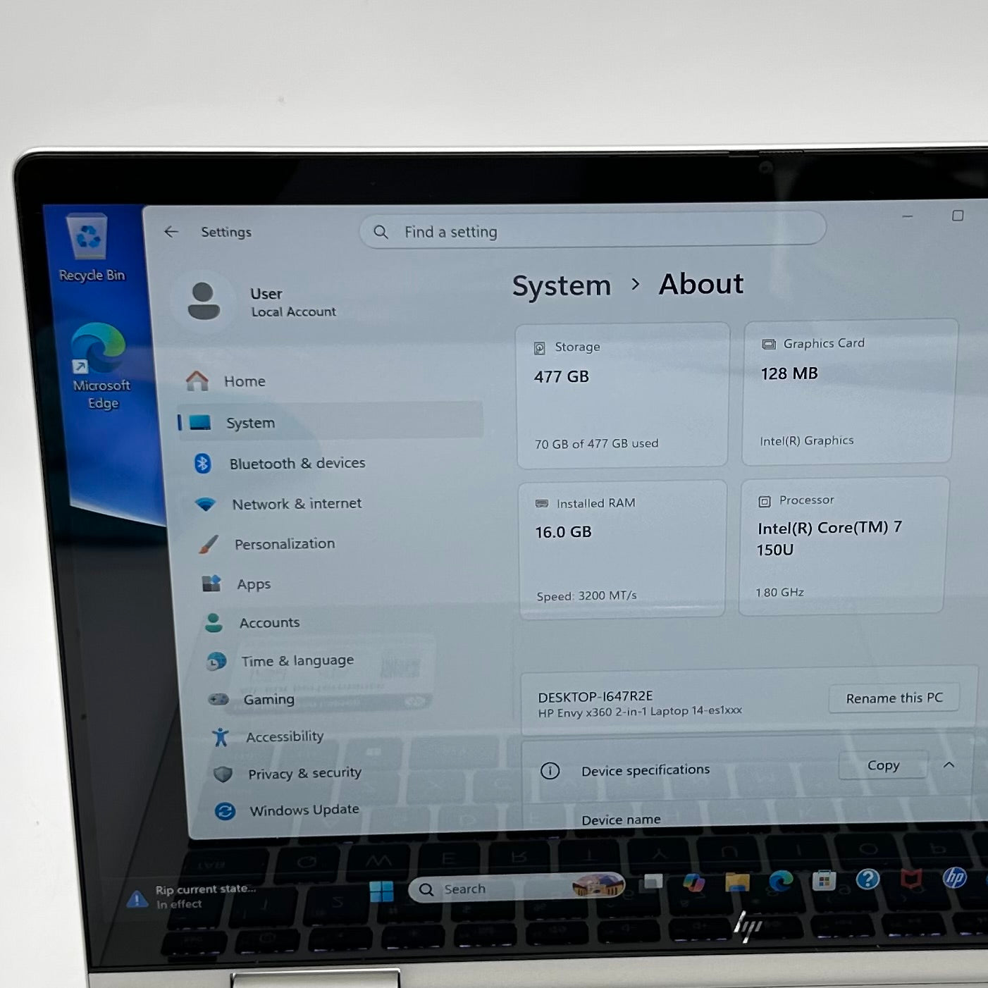 HP Envy x360 14-ES1023DX 14" Core 7 150U 1.8GHz 16GB RAM 512GB SSD