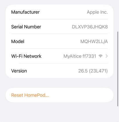 Apple HomePod 1st Gen Black MQHW2LL/A Smart Speaker