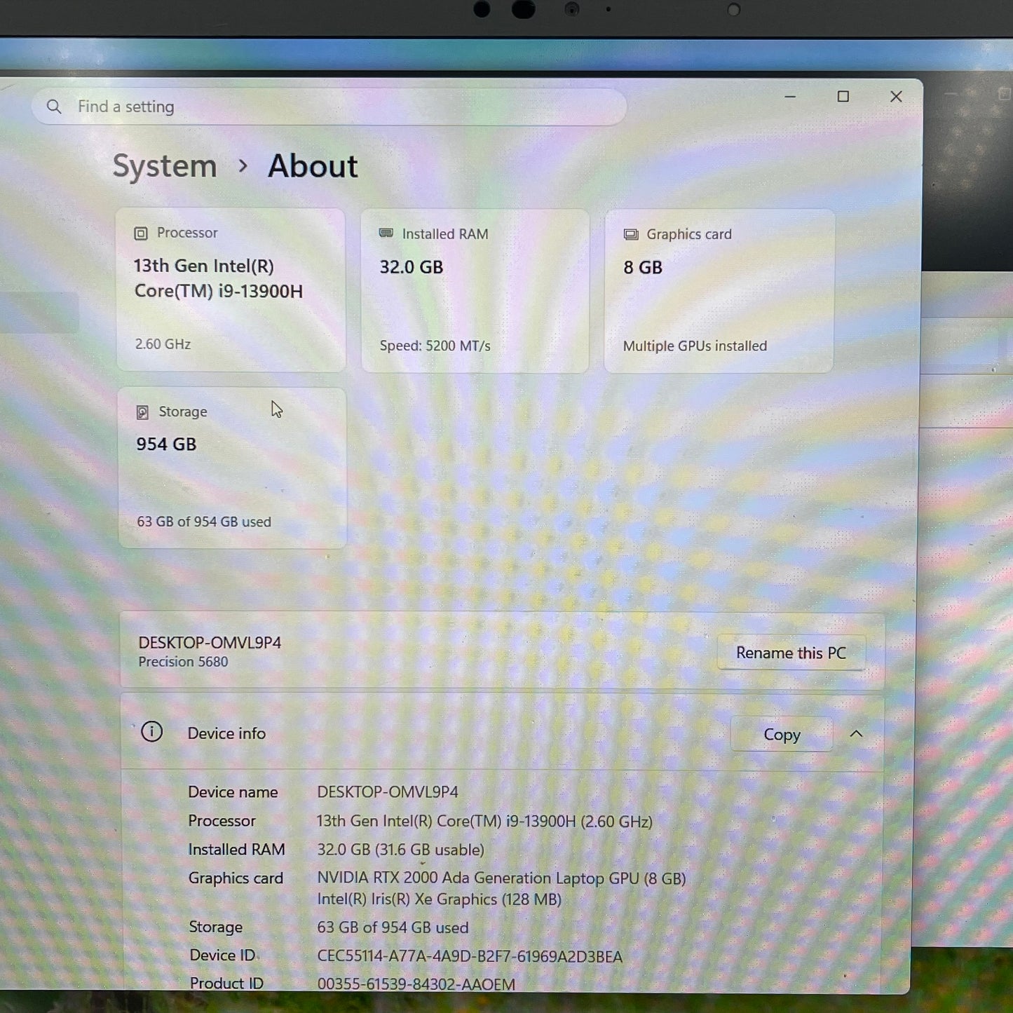 Dell Precision 5680 16" i9-13900H 2.6GHz 32GB RAM 1TB SSD RTX 2000 Ada