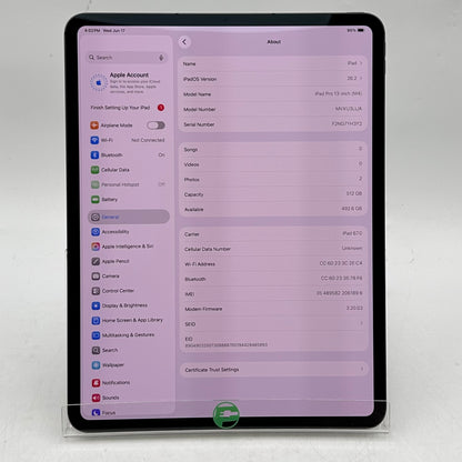 WiFi Only Apple iPad Pro 13" M4 512GB Space Black MVXU3LL/A Read