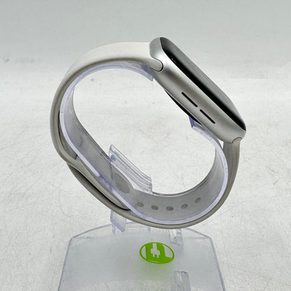 Unlocked Apple Watch SE 2nd Gen 44MM Silver Aluminum w/ White Sport Band MNU13LL/A