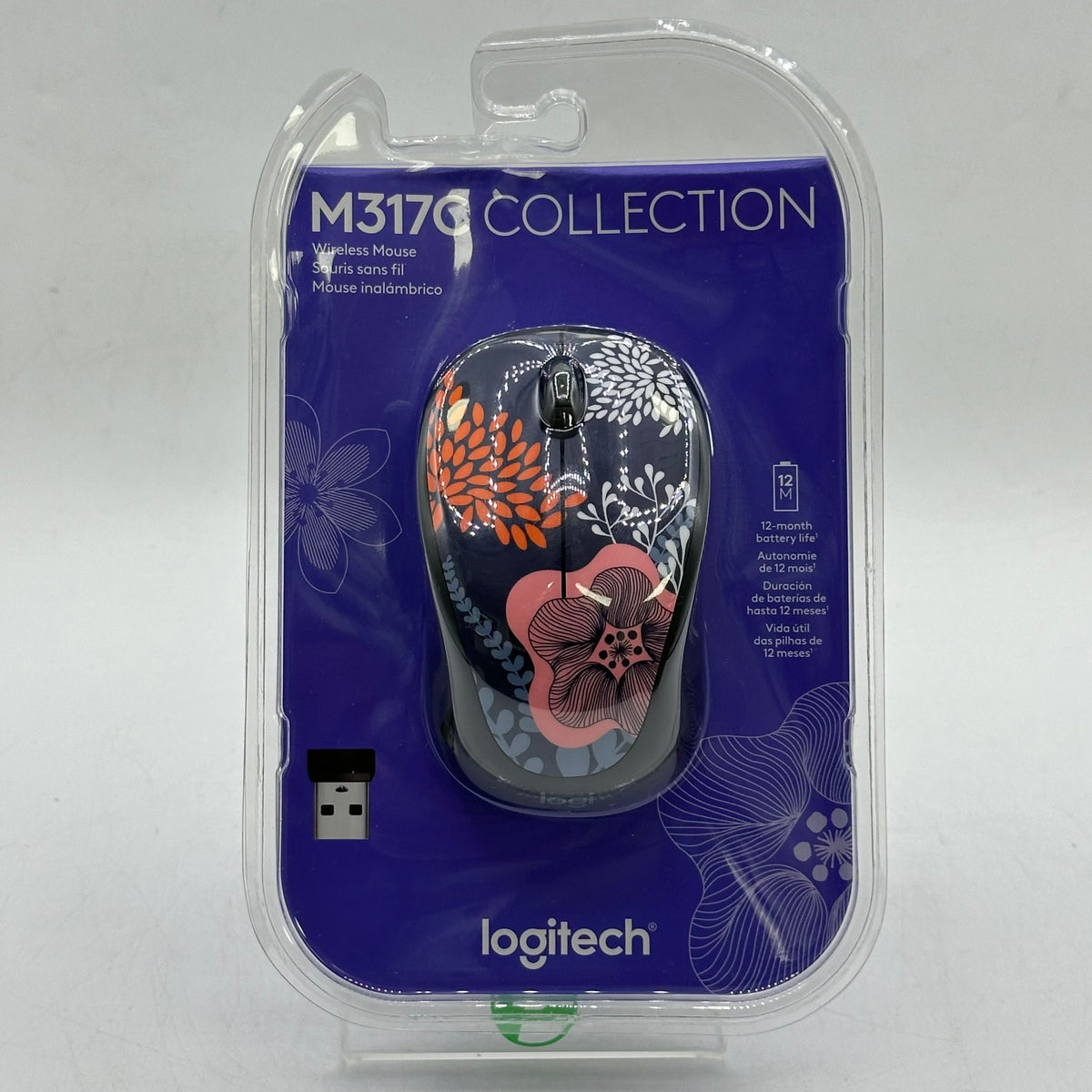 New Logitech M317C 910-005756 Wireless Mouse Bosque Flo