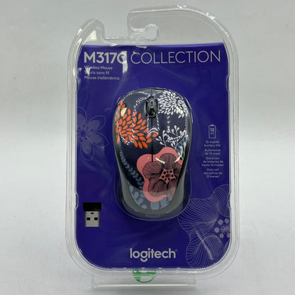 New Logitech M317C 910-005756 Wireless Mouse Bosque Flo