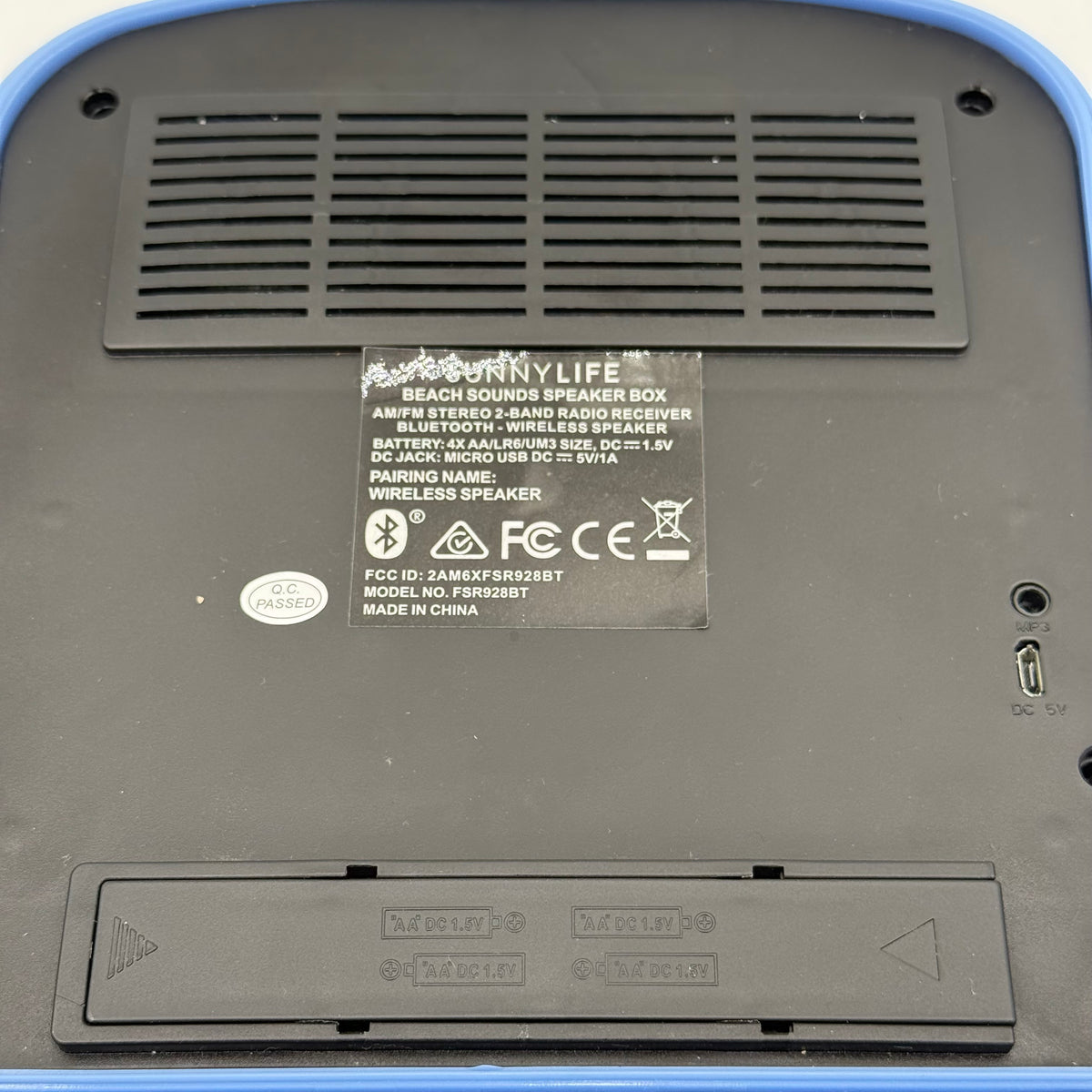 SunnyLife AM/FM Stereo 2-Band Radio Receiver Bluetooth Speaker Blue FSR928BT