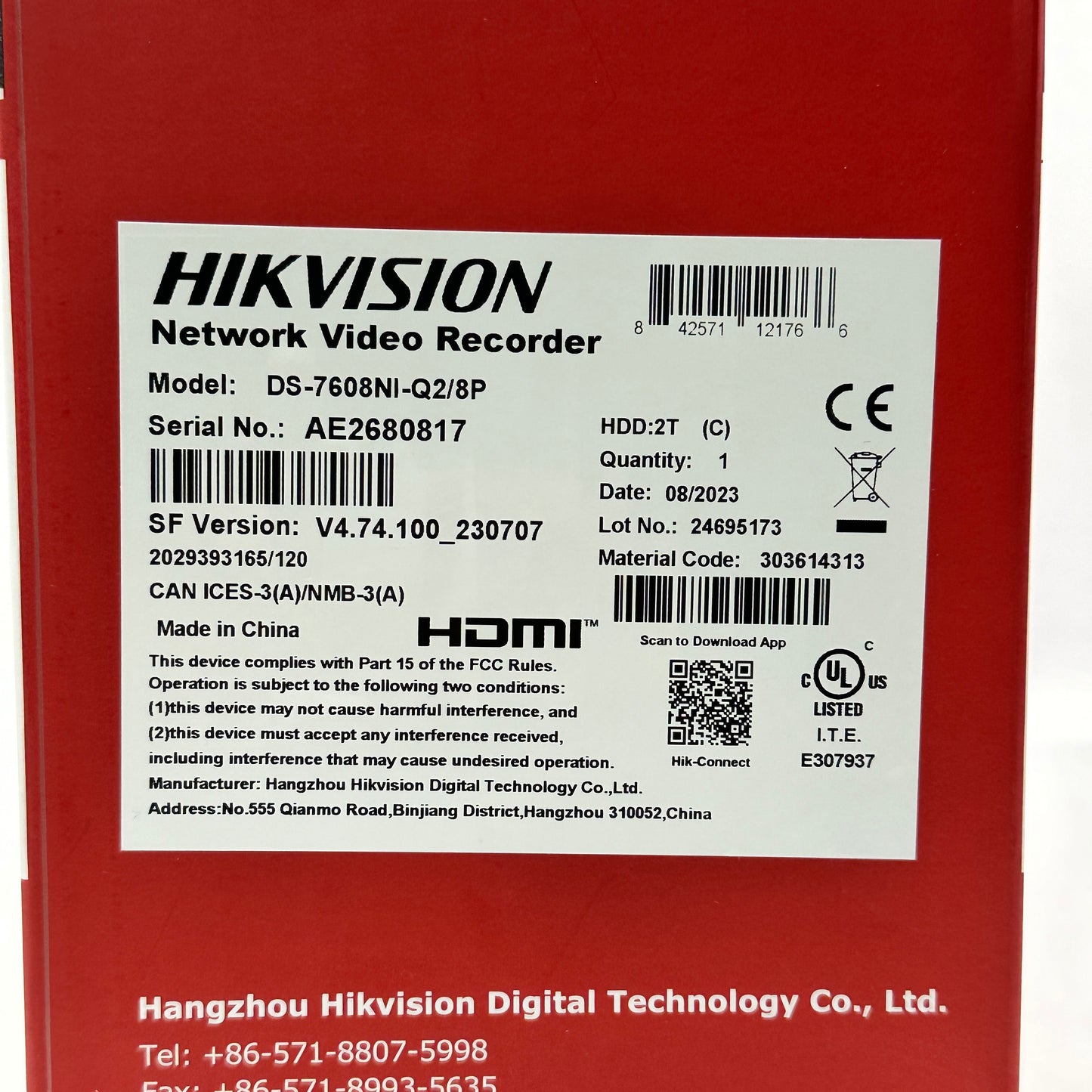 New Hikvision NVR  Network Video Recorder DS-7600