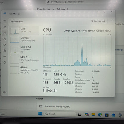 Dell Pro 14 Plus PB14255 14" Ryzen AI 7 Pro 350 2.0GHz 64GB RAM 256GB SSD