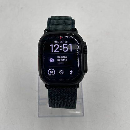 Unlocked Apple Watch Ultra 2 49MM Black Titanium Green Alpine Loop MX4R3LW/A