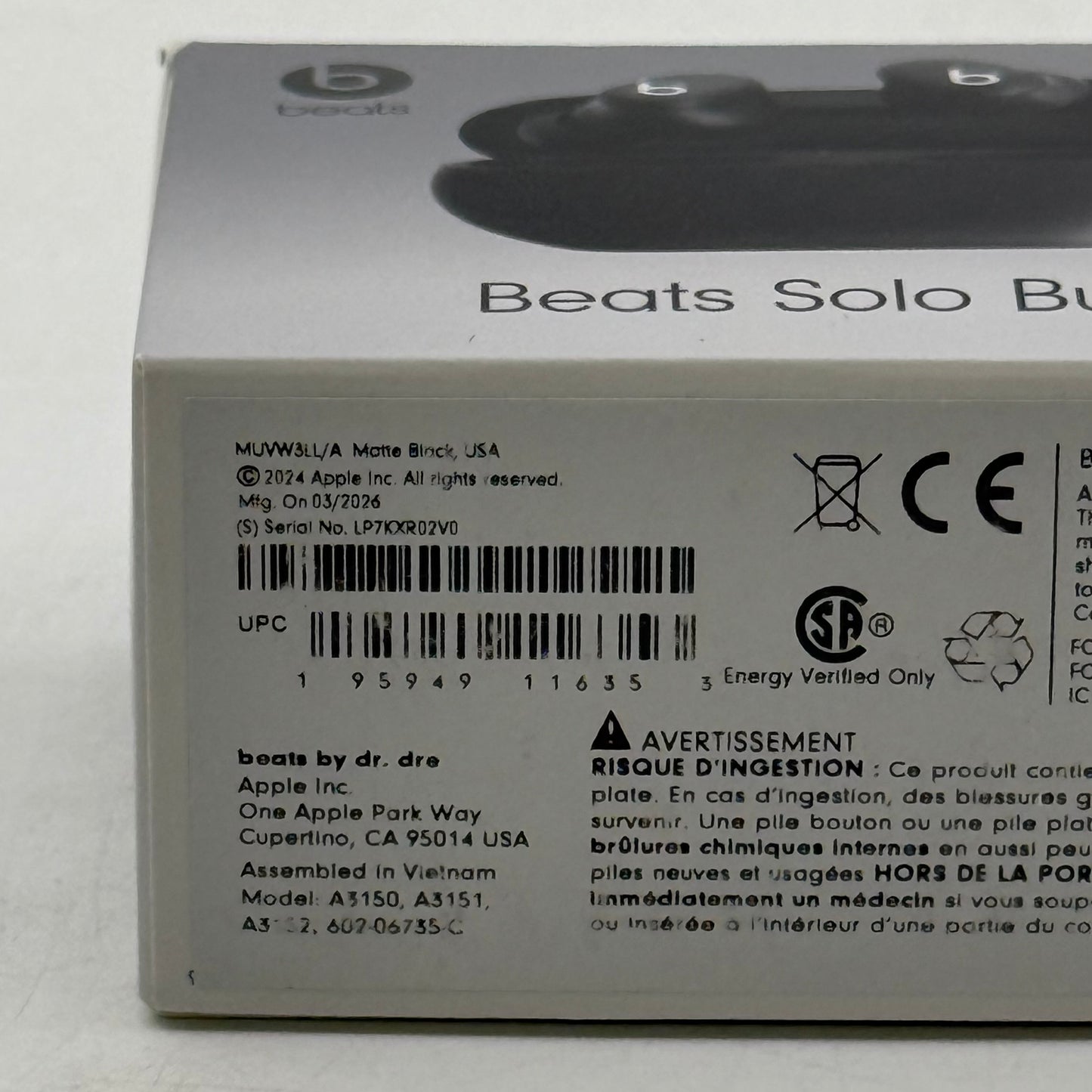 New Beats Solo Buds Wireless In-Ear Bluetooth Headphones Black MUVW3LL/A