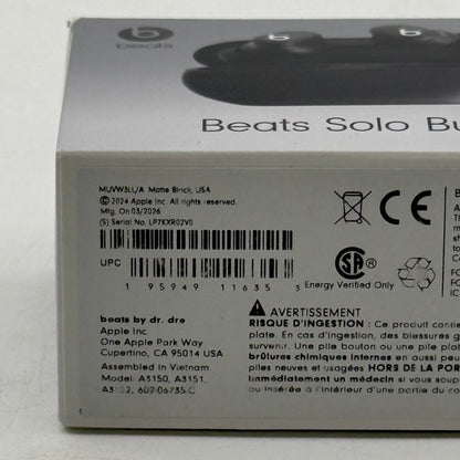 New Beats Solo Buds Wireless In-Ear Bluetooth Headphones Black MUVW3LL/A