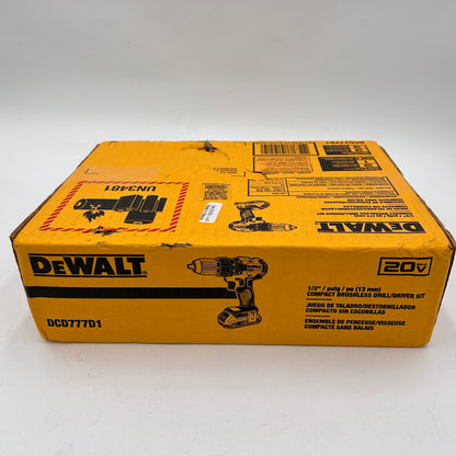 New DeWalt DCD777D1 20V MAX Compact Brushless Drill/Driver Kit (13mm)