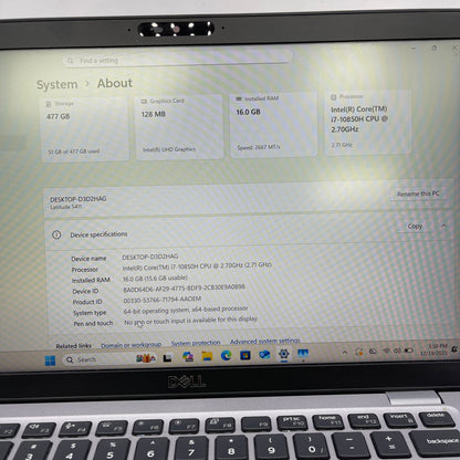 Dell Latitude 5411 14" i7-10850H vPro 2.7GHz 16GB RAM 512GB SSD
