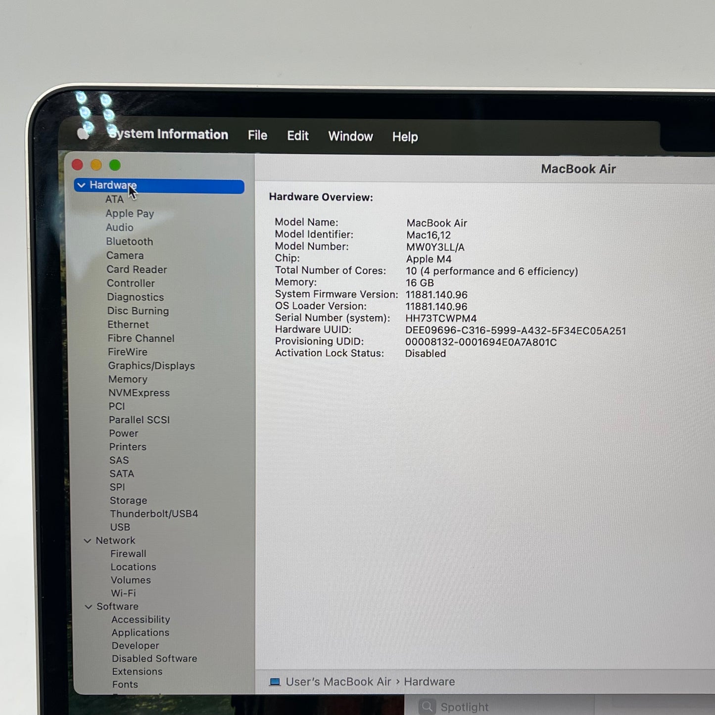 2025 Apple MacBook Air 13" M4 8C GPU 4.5GHz 16GB RAM 256GB SSD A3240