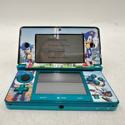 Nintendo 3DS Handheld Game Console Only CTR-001 Aqua Blue (Sonic Sticker)