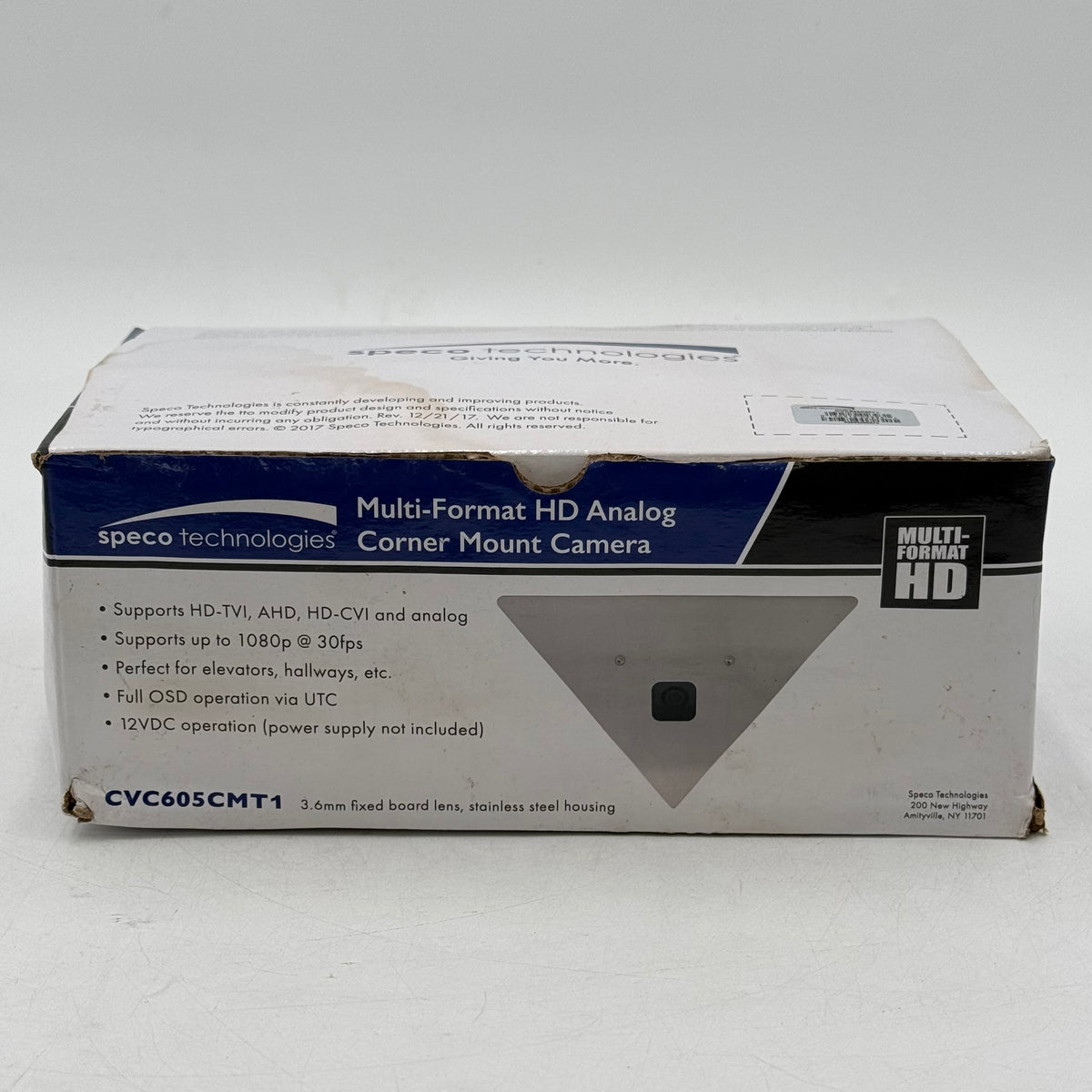 New Speco Technologies Multi-Format HD Analog Corner Mount Camera CVC605CMT1