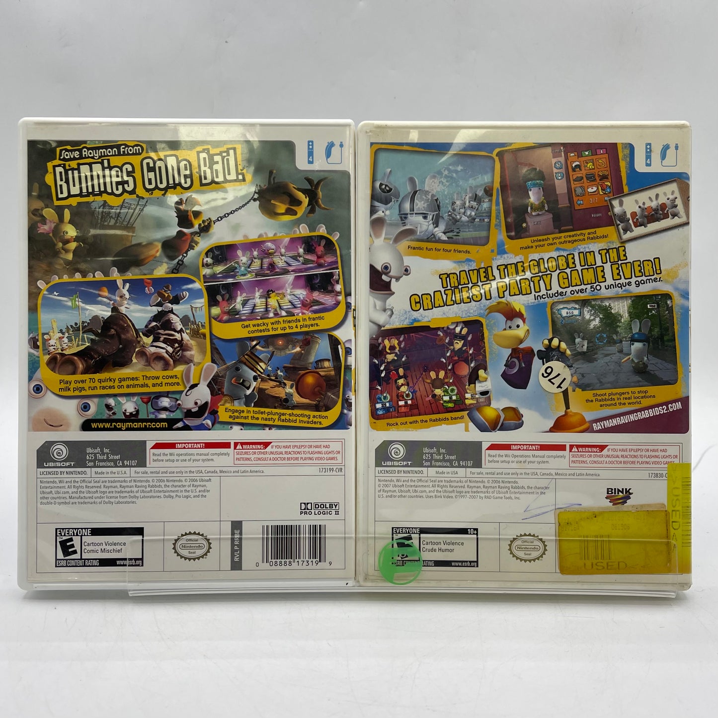 Lot of 2 Nintendo Wii Games Rayman Raving Rabbids 1&2