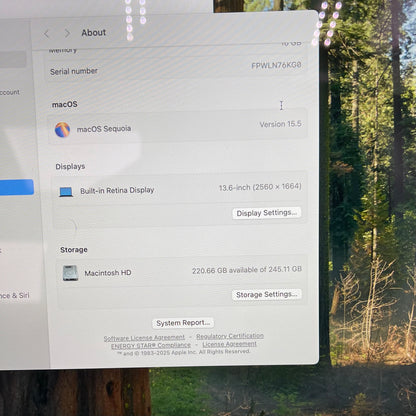 2025 Apple MacBook Air 13.6" M4 8C GPU 4.5GHz 16GB RAM 256GB SSD A3240