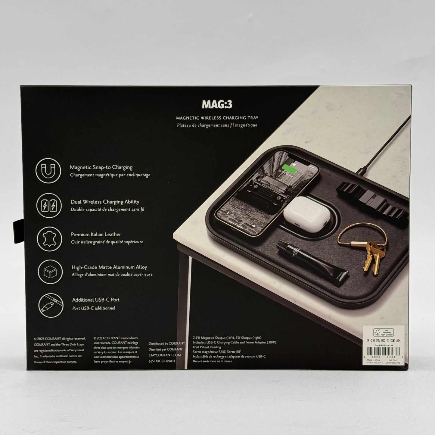 New COURANT MAG 3 Magnetic Wirless Charging Tray CR-MAG3-BK-BK