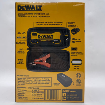 New DeWalt DXAELJ25C Lithium Jump Starter with USB Power Bank