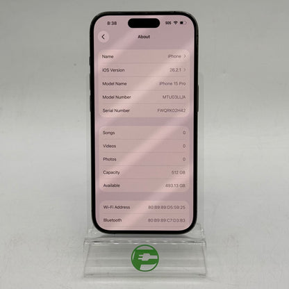 Factory Unlocked Apple iPhone 15 Pro 512GB Blue Titanium MTU03LL/A