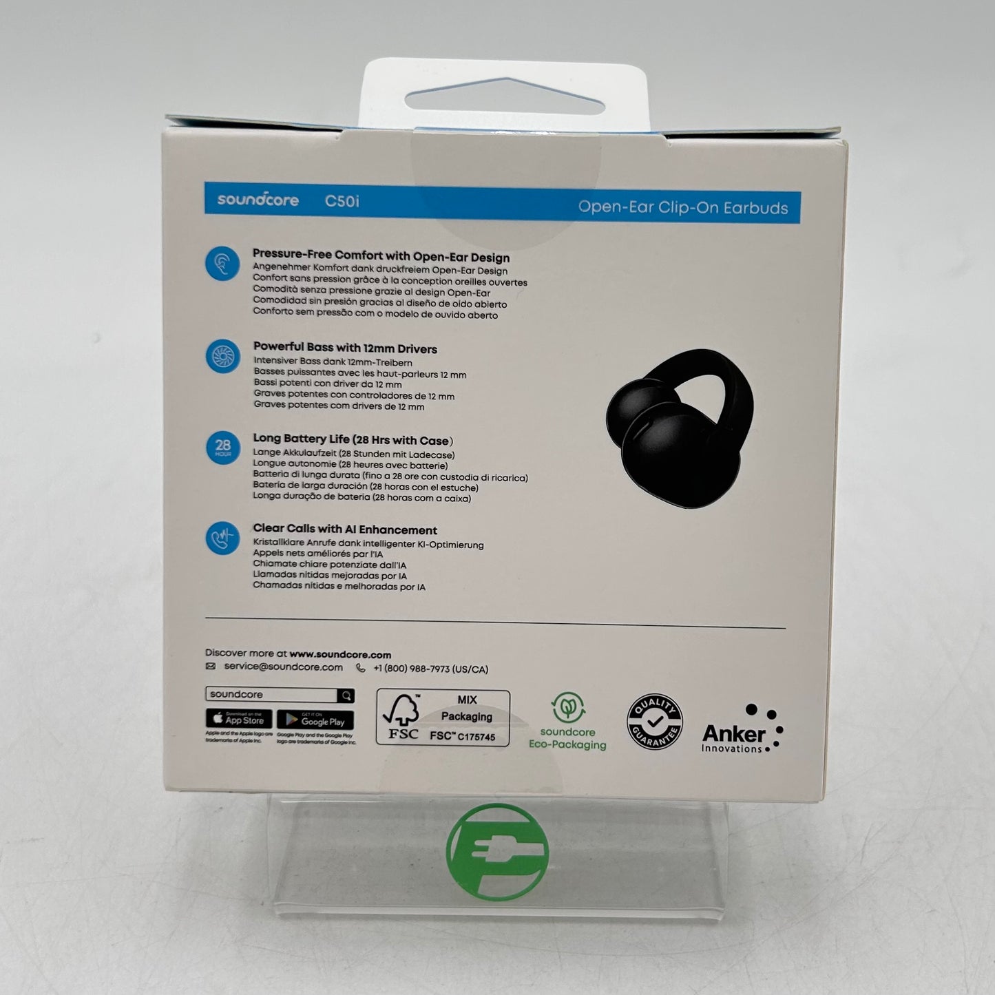 New Soundcore by Anker C50i Open Ear True Wireless Earbuds Black D1101