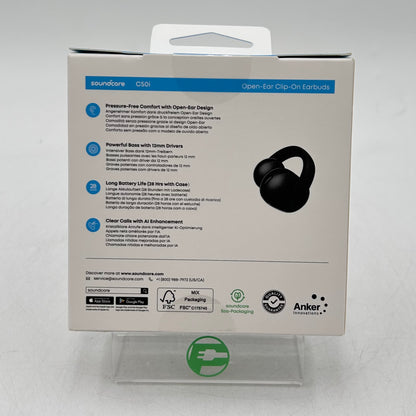 New Soundcore by Anker C50i Open Ear True Wireless Earbuds Black D1101