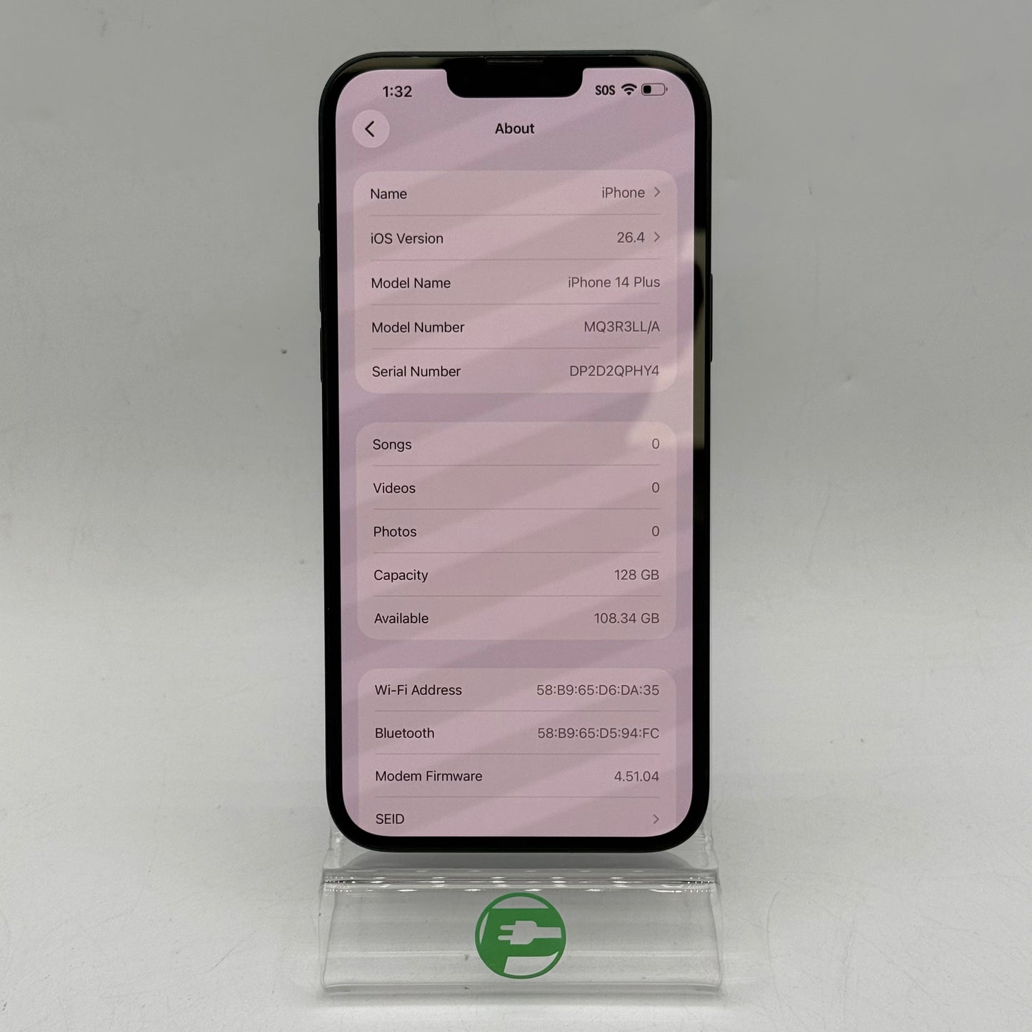 Factory Unlocked Apple iPhone 14 Plus 128GB Midnight MQ3R3LL/A