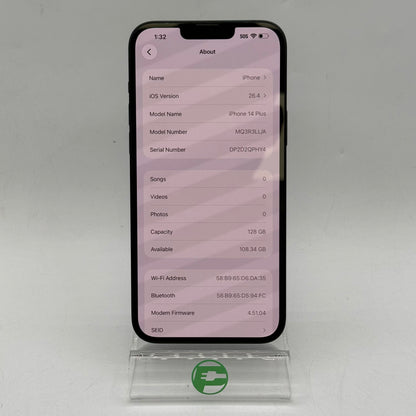 Factory Unlocked Apple iPhone 14 Plus 128GB Midnight MQ3R3LL/A