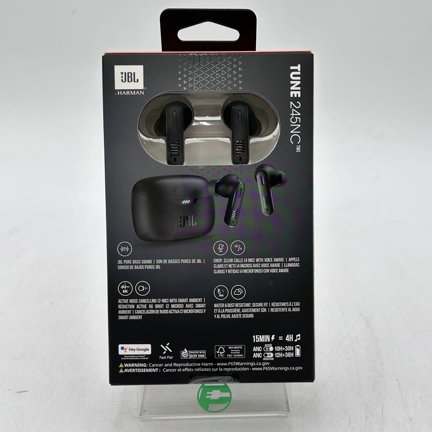 New JBL Tune 245NC Wireless Noise Canceling In-Ear Headphones Black 