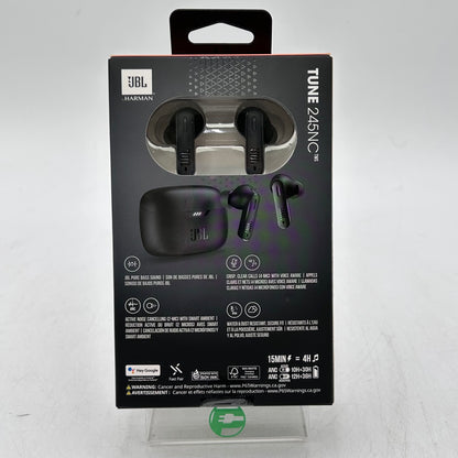 New JBL Tune 245NC Wireless Noise Canceling In-Ear Headphones Black 