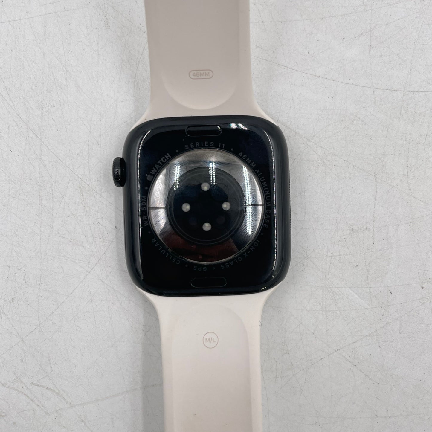 Unlocked Apple Watch Series 11 46MM Jet Black Aluminum Starlight Sport Band 
