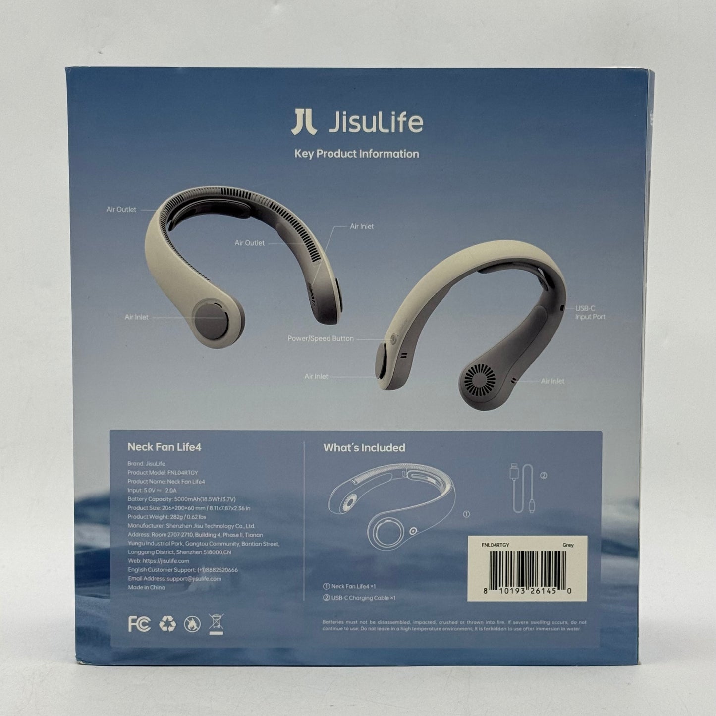 New JisuLife Neck Fan Life4 Wearable Neck Fan FNL04RTGY