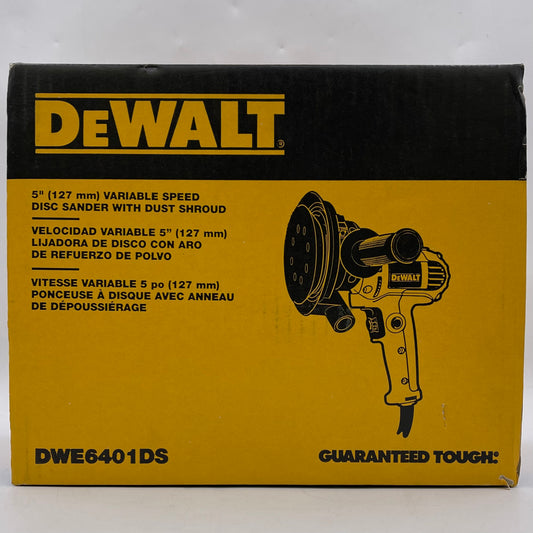New DeWalt DWE6401DS 120V 5" Variable Speed Disc Sander with Dust Shroud