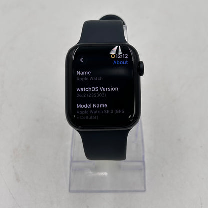 Unlocked Apple Watch SE 3 44MM Midnight Aluminum Black Sport Band MEPJ4LW/A