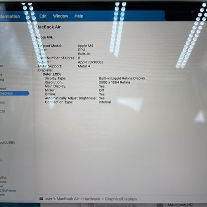 2025 Apple MacBook Air 13.6" M4 8C GPU 4.5GHz 16GB RAM 256GB SSD A3240