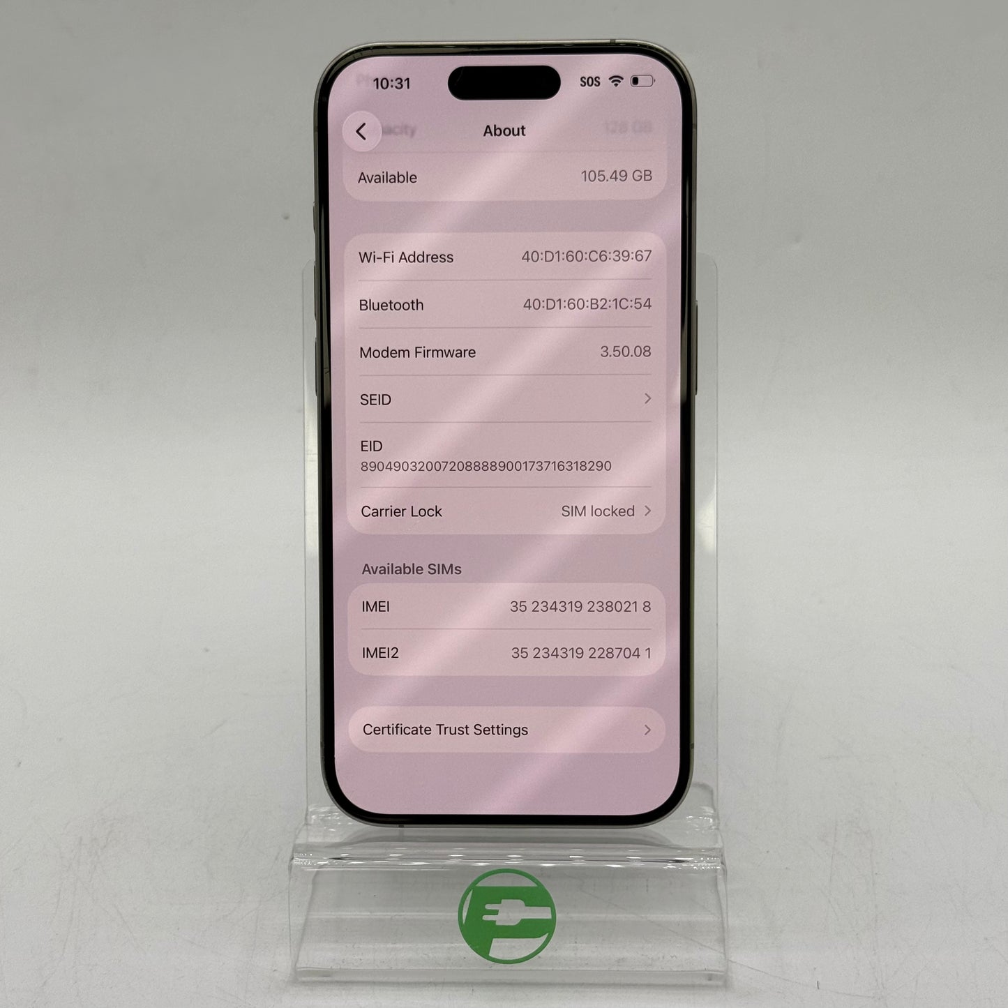 T-Mobile Apple iPhone 15 Pro 128GB Natural Titanium MTQP3LL/A