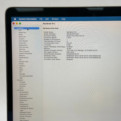 2020 Apple MacBook Pro 13.3" i5 2.0GHz 16GB RAM 512GB SSD A2251