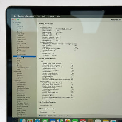 2020 Apple MacBook Air 13.3" i3 1.1GHz 8GB RAM 256GB SSD Space Gray A2179