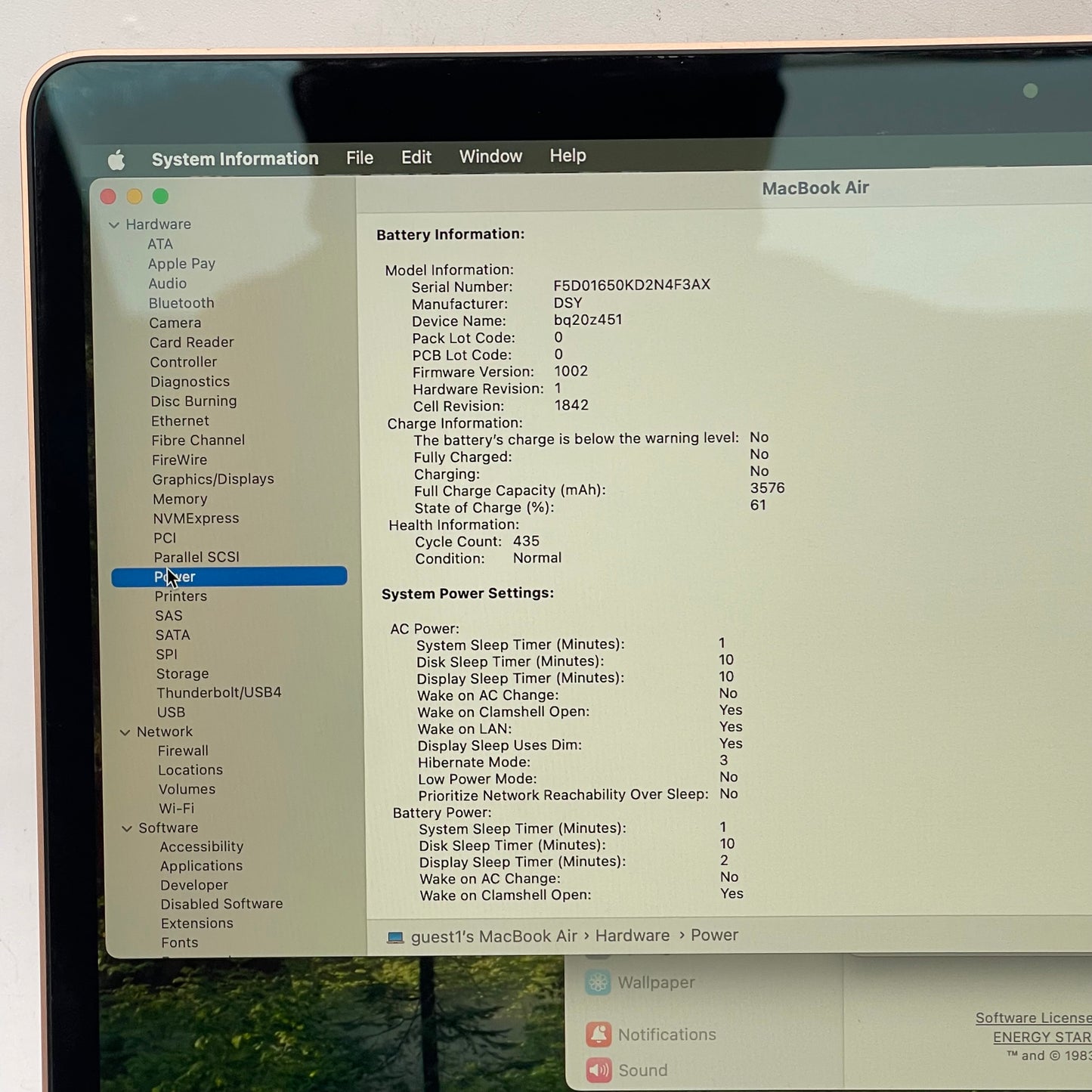 2020 Apple MacBook Air 13.3" i3 1.1GHz 8GB RAM 256GB SSD Gold A2179