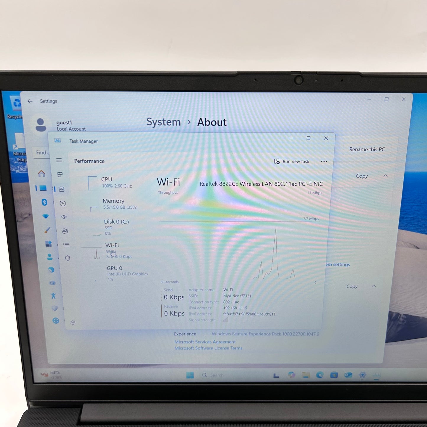 Lenovo V15 G2 IJL 15.6" Celeron N4500 1.1GHz 16GB RAM 1TB SSD