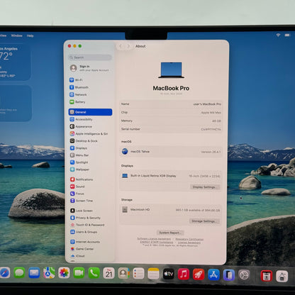 2024 Apple MacBook Pro 16" M4 Max 40C GPU 4.5GHz 48GB RAM 1TB SSD A3186