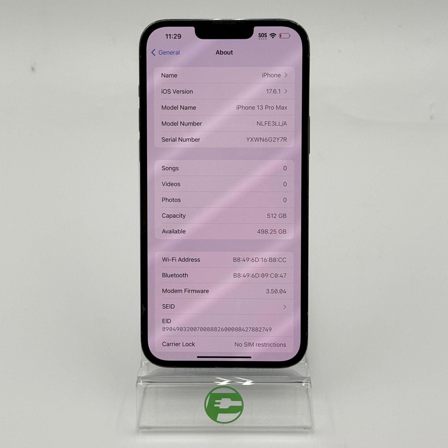 Broken Unlocked Apple iPhone 13 Pro Max 512GB Sierra Blue NLFE3LL/A Cracked Screen