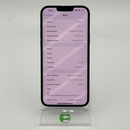 Broken Unlocked Apple iPhone 13 Pro Max 512GB Sierra Blue NLFE3LL/A Cracked Screen