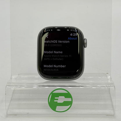 Unlocked Apple Watch Series 11 42MM Space Gray Aluminum Black Sport Band