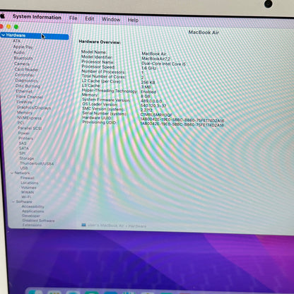 2015 Apple MacBook Air 13.3" i5 1.6GHz 8GB RAM 256GB SSD Silver A1466 READ
