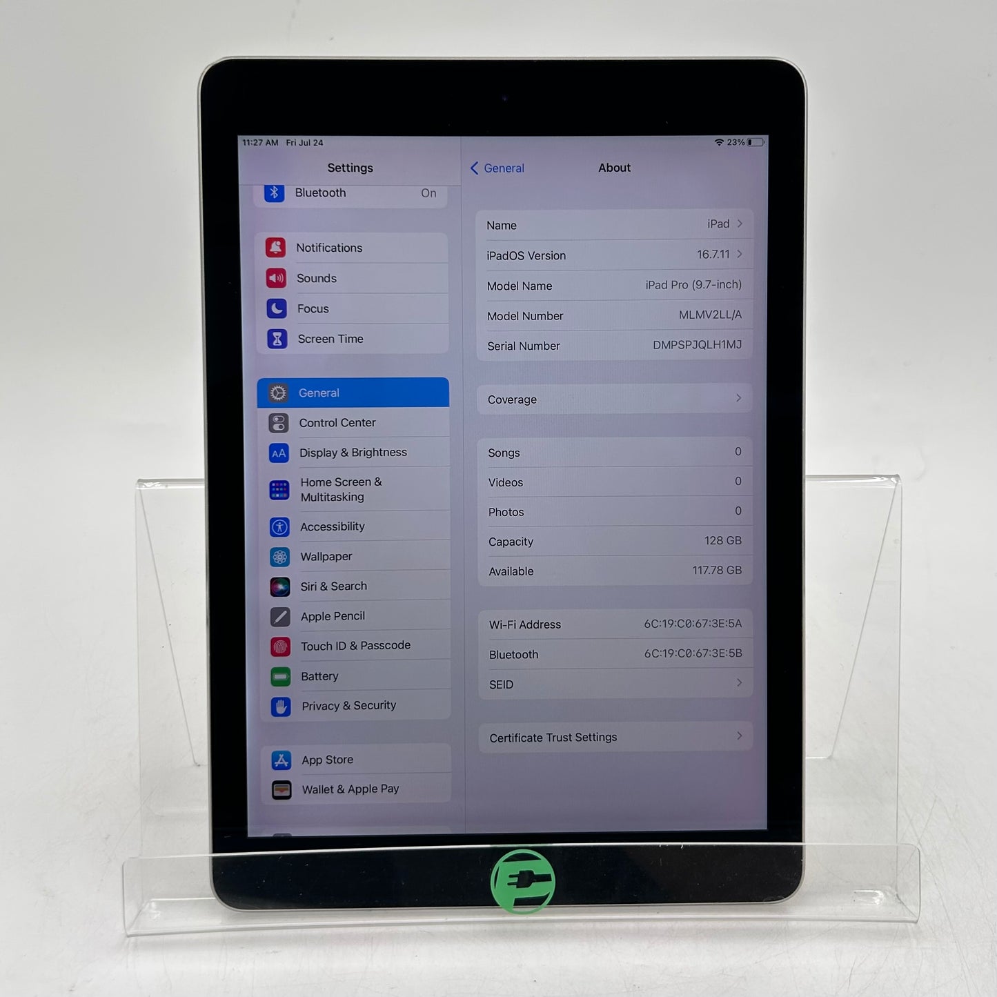 WiFi Only Apple iPad 9th Gen 128GB Space Gray MLMV2LL/A