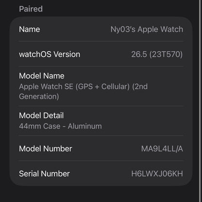 Unlocked Apple Watch SE 2nd Gen 44MM Midnight Aluminum Black Band MA9L4LL/A