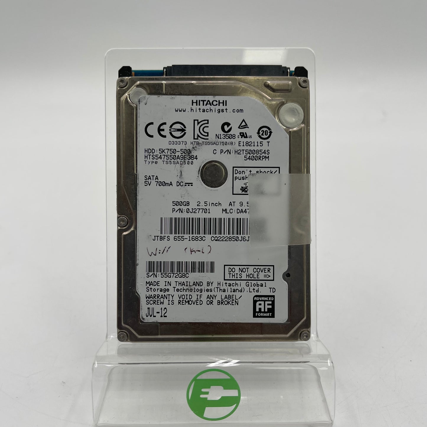 Hitachi 2.5" 500GB 500GB SATA II 3.0 Gb/s HDD HTS547550A9E384