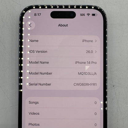 Factory Unlocked Apple iPhone 14 Pro 256GB Deep Purple MQ1D3LL/A