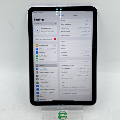 Unlocked Apple iPad mini (A17 Pro) 128GB Purple MXPR3LL/A